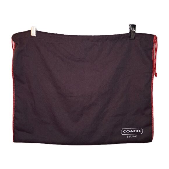 Vintage Brown Coach Dust Bag Red Drawstrings Cotton 13.5" X 19" - Picture 1 of 9